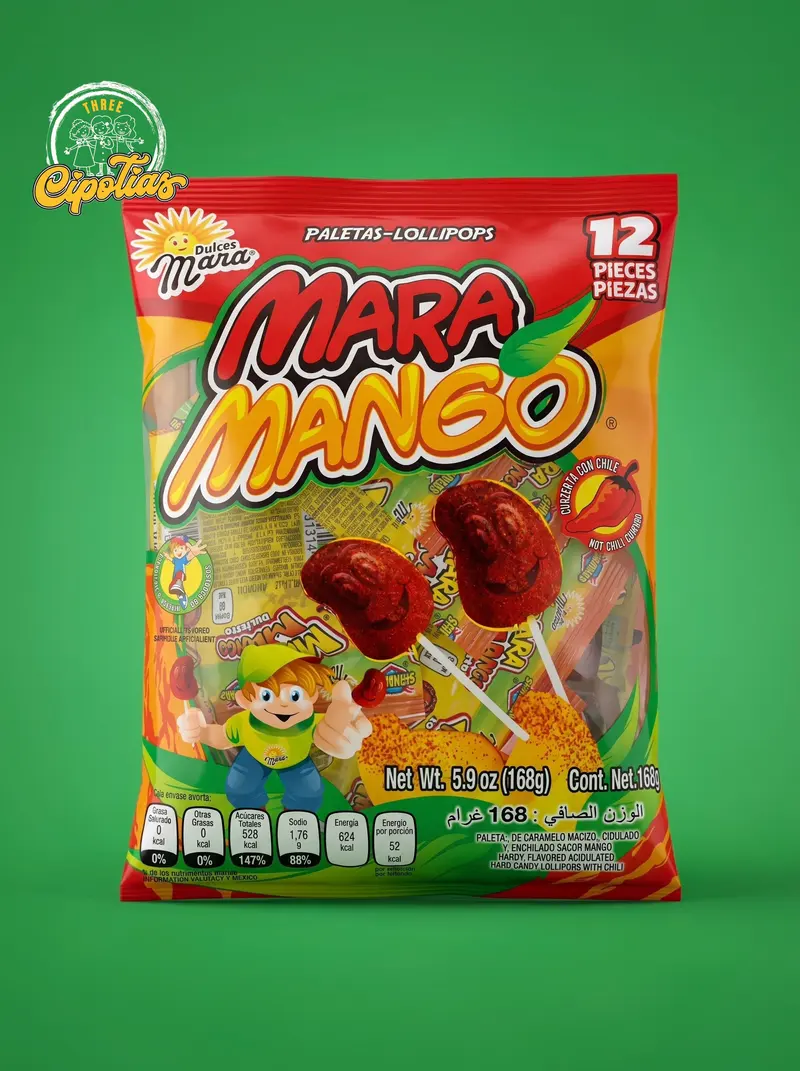 Dulces Mara Mango Lollipops Chili 12 Pieces