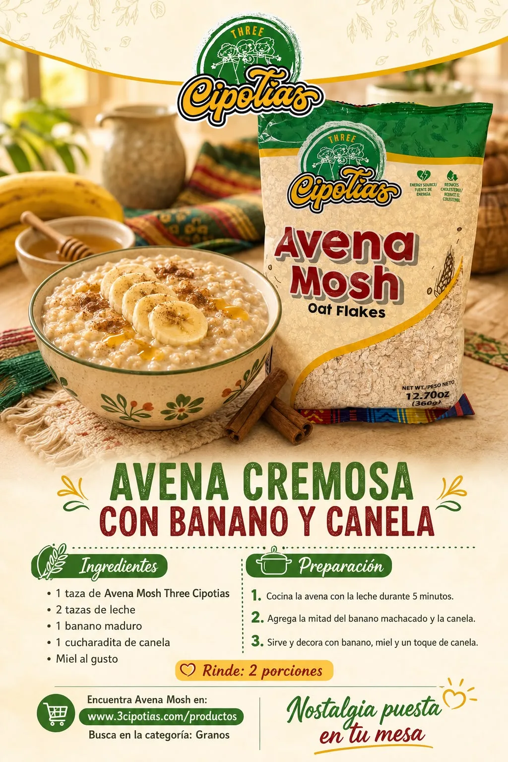 Creamy Oatmeal with Banana & Cinnamon