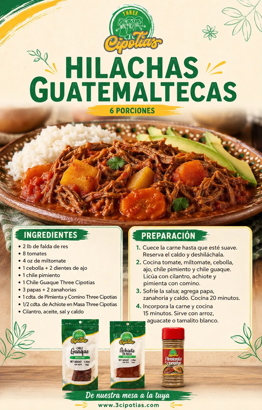 Hilachas Guatemaltecas con Achiote