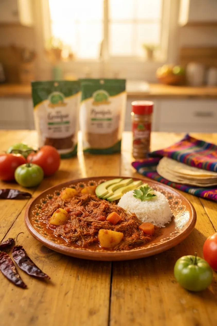 Hilachas Guatemaltecas con Pepitoria